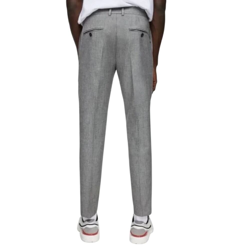 Zara Man Slim Fit Textured Straight Fit Pants Gray US 32  EUR 42